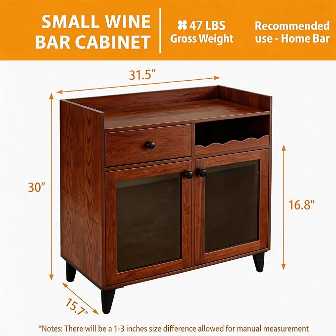 COCO DESIGN Small Wine Liquor Cabinet - Image 2