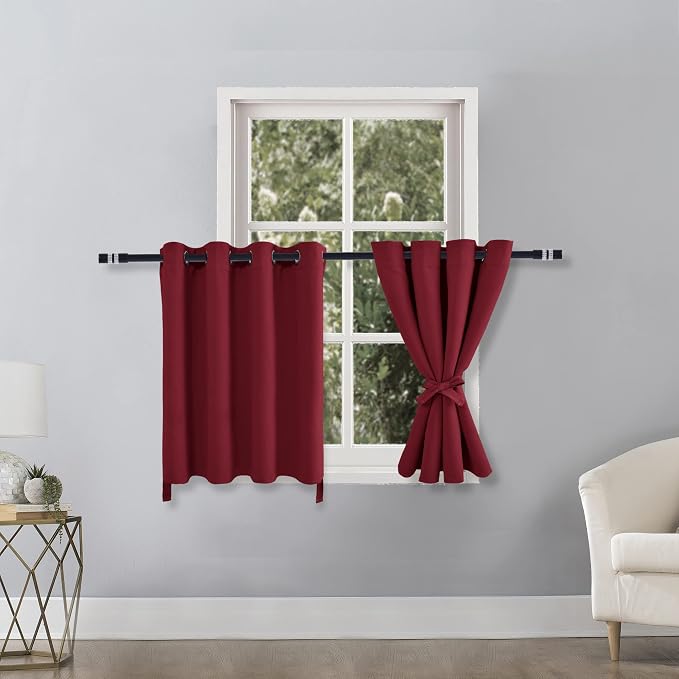RV Blackout Curtains for Bedroom, 52 x 36 Inches Long Christmas Red | Thermal by Hiasan