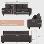 DOPEDIO Modern Loveseat Sofa for Living Room, Chenille Recliner, Removable Cover - Image 2