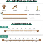 QDWIS Boho Wood Curtain Rods for Windows 66 to 120 inch, Rustic Decorative - Image 8