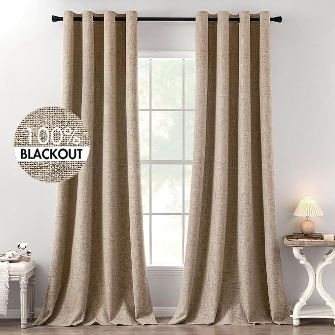 MIULEE 100% Blackout Linen Curtains by MIULEE