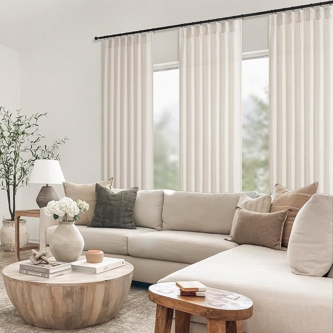Topfinel 102 Inch Curtains 2 Panels Set, Two Packs Pinch Pleat Back Tab Linen - Image 8