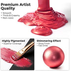 Nicpro Metallic Red Acrylic Paint, 8.45oz/250ml Large Metallic Paint, Non Toxic - Image 2