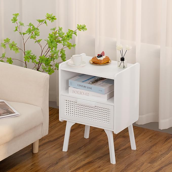 Lerliuo Rattan Nightstands Set of 2, Side Table - Image 2