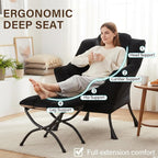 Welnow Lazy Chair with Ottoman, Modern Accent Chair with Armrests and a Side - Image 7