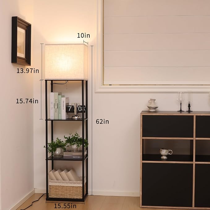 Gupuzm Floor Lamp with Shelves, Large Size Rectangle Standing Lamp with 3 Color - Image 3