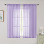 Sheer Lavender Curtains for Bedroom Living Room 54 Inch Length 2 Panels Set by WelvetBLK