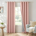 100% Blackout Linen Textured Curtains 63 Inch Long, Blush Pink | 100% Blackout by 100BlackoutShield