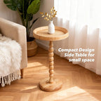 Boho Rattan Round Side Table - Image 7
