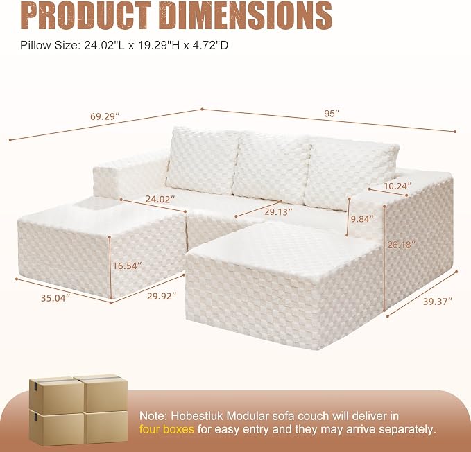 Hobestluk Modular Sectional Sofa Memory Foam Couch Oversized Sectional Sofa - Image 2