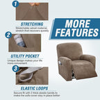 H.VERSAILTEX Velvet Stretch Recliner Couch Covers 4-Pieces Style Recliner Chair - Image 4
