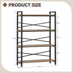 4 Tier Bookshelf 31.49" Width, Tall Book Shelf Storage and Organization - Image 3