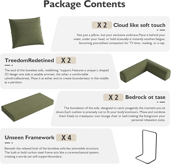 79in Convertible Sofa Bed, Corduroy Boneless Couch Bed, Futon Sleeper Sofa Pull - Image 6