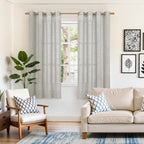 YoungsTex Light Grey Linen Curtains 63 Inches Long 2 Panels | Textured Light - Image 2
