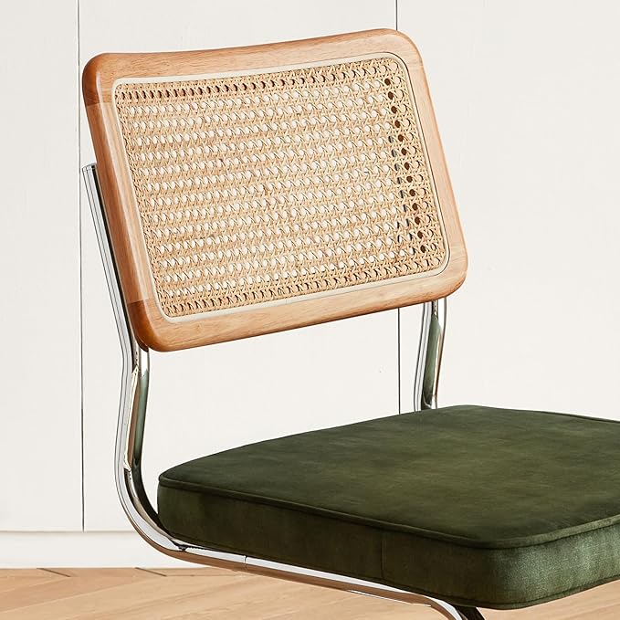 GrandNoor Rattan Dining Chairs Set, Wooden Mid Century Modern Dining Room Chairs - Image 6