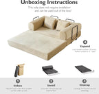 59in Convertible Sofa Bed, Corduroy Boneless Couch Bed, Futon Sleeper Sofa Pull - Image 4