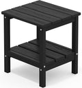 SERWALL 2-Tier HDPE Outdoor Side Table, Weatherproof Rectangular Adirondack by SERWALL