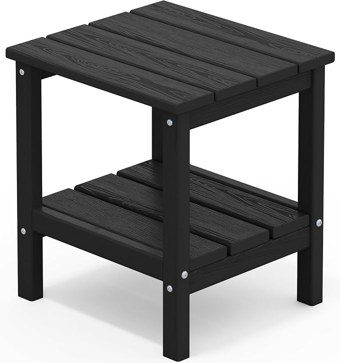 SERWALL 2-Tier HDPE Outdoor Side Table, Weatherproof Rectangular Adirondack by SERWALL