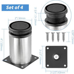 4 Inch Metal Furniture Legs Stainless Steel Adjustable Legs Silver Table Legs - Image 4