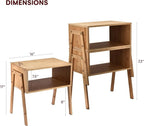 Vdomus Bamboo Stackable Nightstand Set of 2- Natural Wood Matching Side Table - Image 3