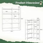 Huuger 5 Tier Bookshelf, L Shaped Corner Bookshelf - Image 2