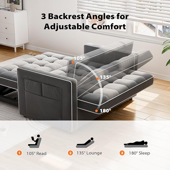 Pipishell 3 in 1 Convertible Sleeper Sofa Bed, Pull Out Couch - Image 6