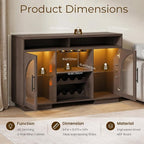 Wine Bar Cabinet, Arched Glass Doors, Wine Rack, Adjustable Shelves, Sideboard - Image 2