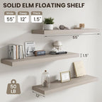 Dreamland Large Floating Shelves, 12 inch Deep Wall Shelves, Rustic Wood - Image 2