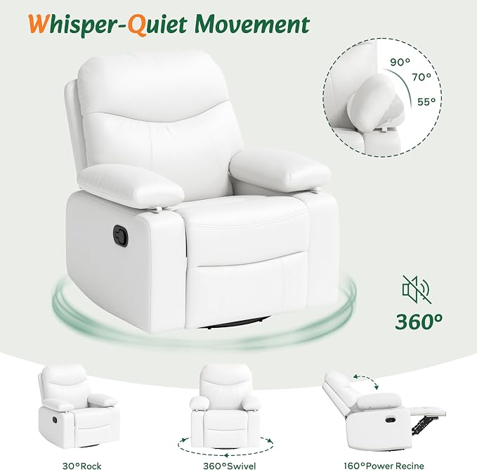 Nursery Glider Recliner with Adjustable Armrests, Oversized Comfortable Nursing - Image 5