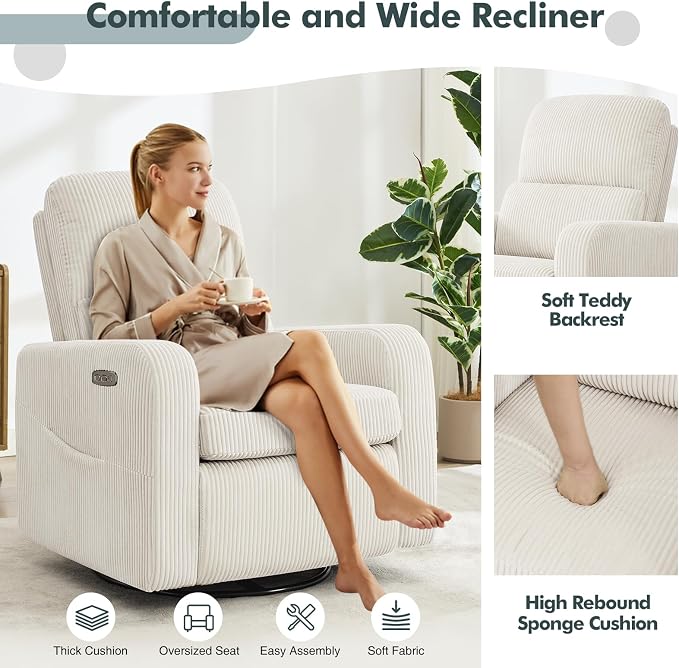 Swivel Rocker Recliner, Oversized Power Recliner Glider - Image 7