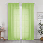 Lime Sheer Curtains for Bedroom Living Room 72 Inches Long 2 Panels Set by OWENIE