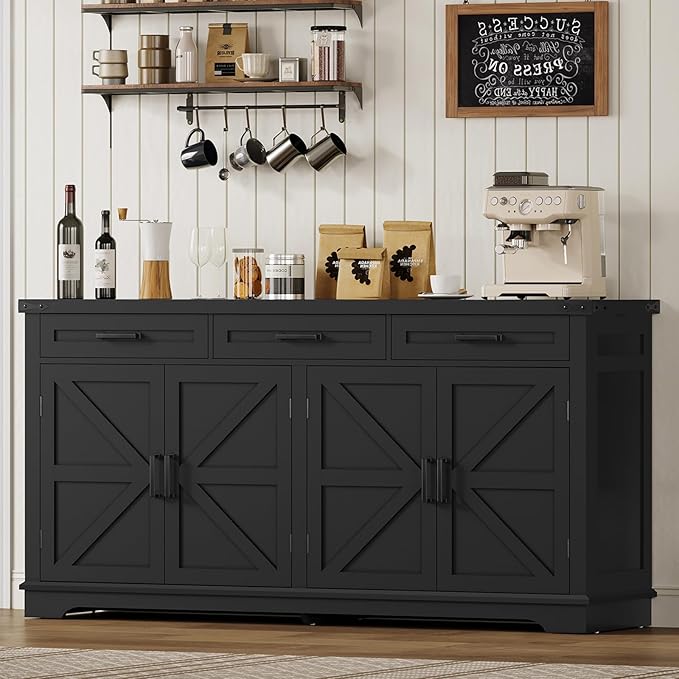usikey Buffet Cabinet, 61” Large Sideboard Buffet Storage Cabinet by USIKEY