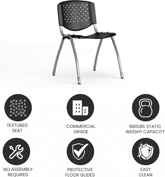 Flash Furniture HERCULES Series 880 lb. Capacity Black Plastic Stack Chair - Image 5
