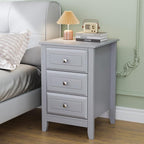 Bonnlo Gray Nightstand with 3 Drawers, Modern Night Stand by Bonnlo