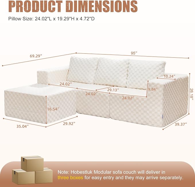 Hobestluk Modular Sectional Sofa Memory Foam Couch Oversized Sectional Sofa - Image 2