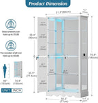 Dystler Display Cabinet with Glass Doors, LED Display Case with Removable Shelf - Image 2
