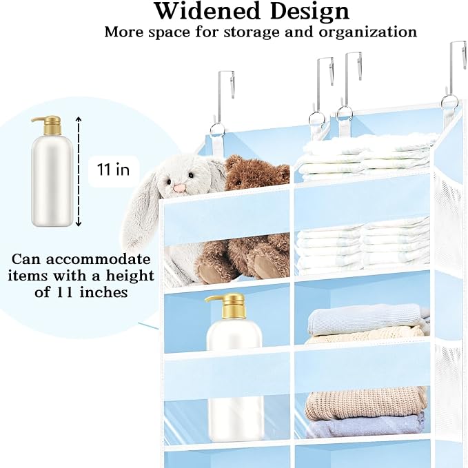 Blue Over the Door Organizer 5 Tiers, Extra Large Behind Door Storage of 10 - Image 2