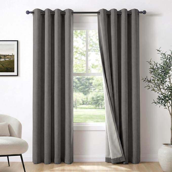 Curtains, Dark Gray, 2 Panels, Grommet Top, Thermal Insulated, Full Light by 100BlackoutShield