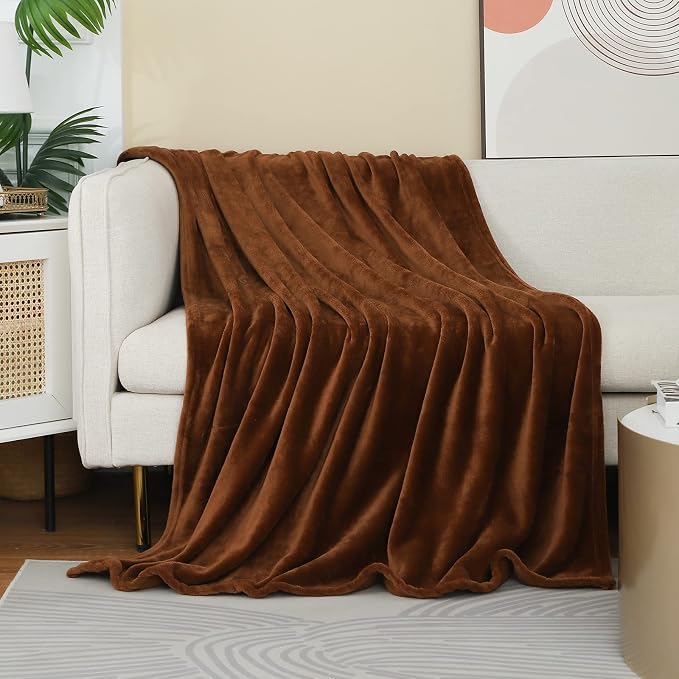 Brown Fleece Plush Throw Blanket 60"x80"for Couch Sofa Fuzzy Cozy Flannel | by JIAHANNHA