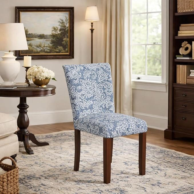HomePop Classic Parsons Dining Chair -Denim Jacobean Print - Image 4