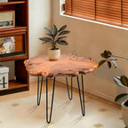 27.5 Inch Live Edge Side Table, Wood Small End Table by Unknown
