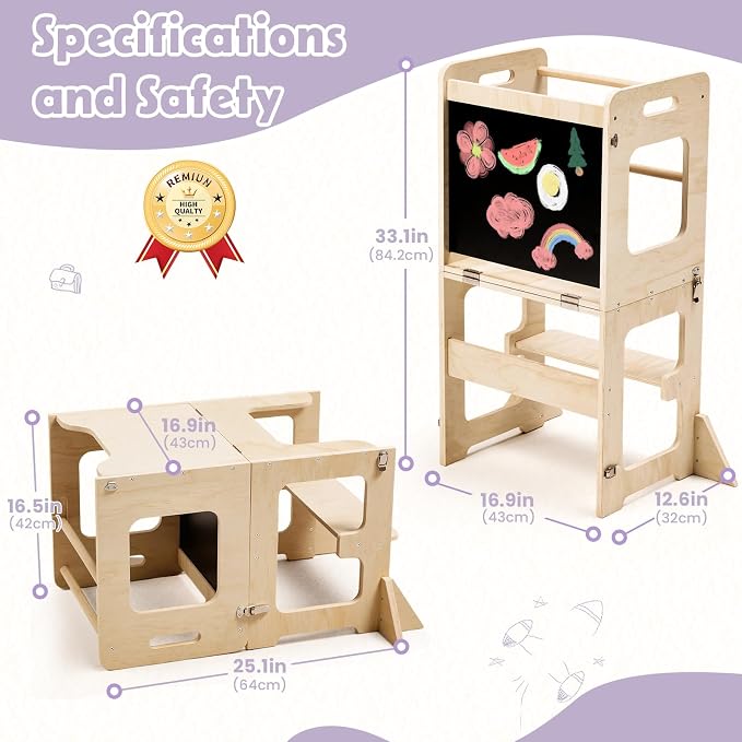 labebe Toddler Standing Tower for 12M+, Montessori Foldable Learning Standing - Image 4