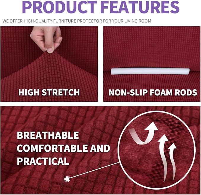ZNSAYOTX Super Stretch Couch Cover Love Seat Sofa Covers - Image 4