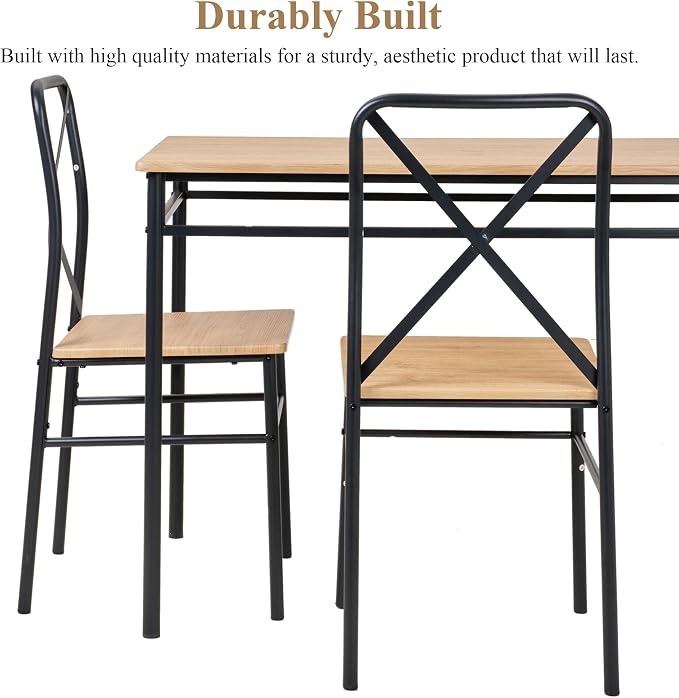 VECELO Dining Table Set for 4, 5-Piece Wood Kitchen Table - Image 4