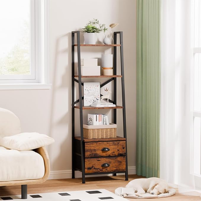 Furologee 4-Tier Ladder Shelf, Small Bookshelf - Image 2