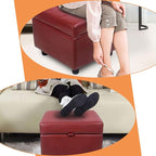 H&B Luxuries Tufted Leather Square Flip Top Storage Ottoman Cube Foot Rest - Image 7