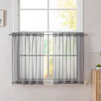 Simplebrand Grey Tier Curtains for Kitchen 24 Inches Long 2 PaSet, Rod Pocket by Simplebrand