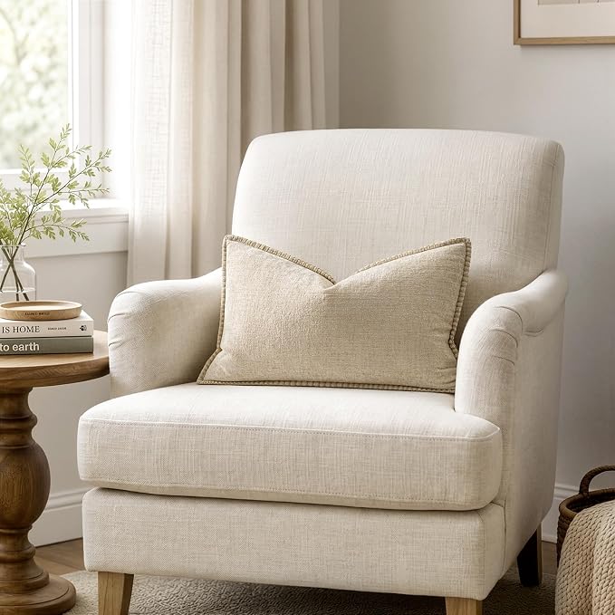 MIULEE Decorative Lumbar Throw Pillow Covers 12x20 Inch Beige 2 Pack | Neutral - Image 4