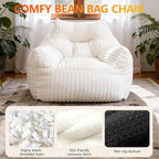 Giant Bean Bag Chair for Adults, Comfy Chair for Bedroom, Floor Chairs for - Image 3