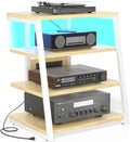 Besiost AV Media Stand with Outlets, Media Console with LED Lights, Stereo by Besiost